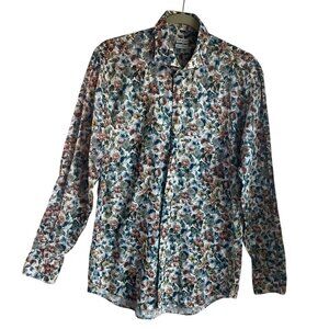 Spada Mens Floral Button-Up Shirt 15 3/4 40 100% Cotton Long Sleeve Italy